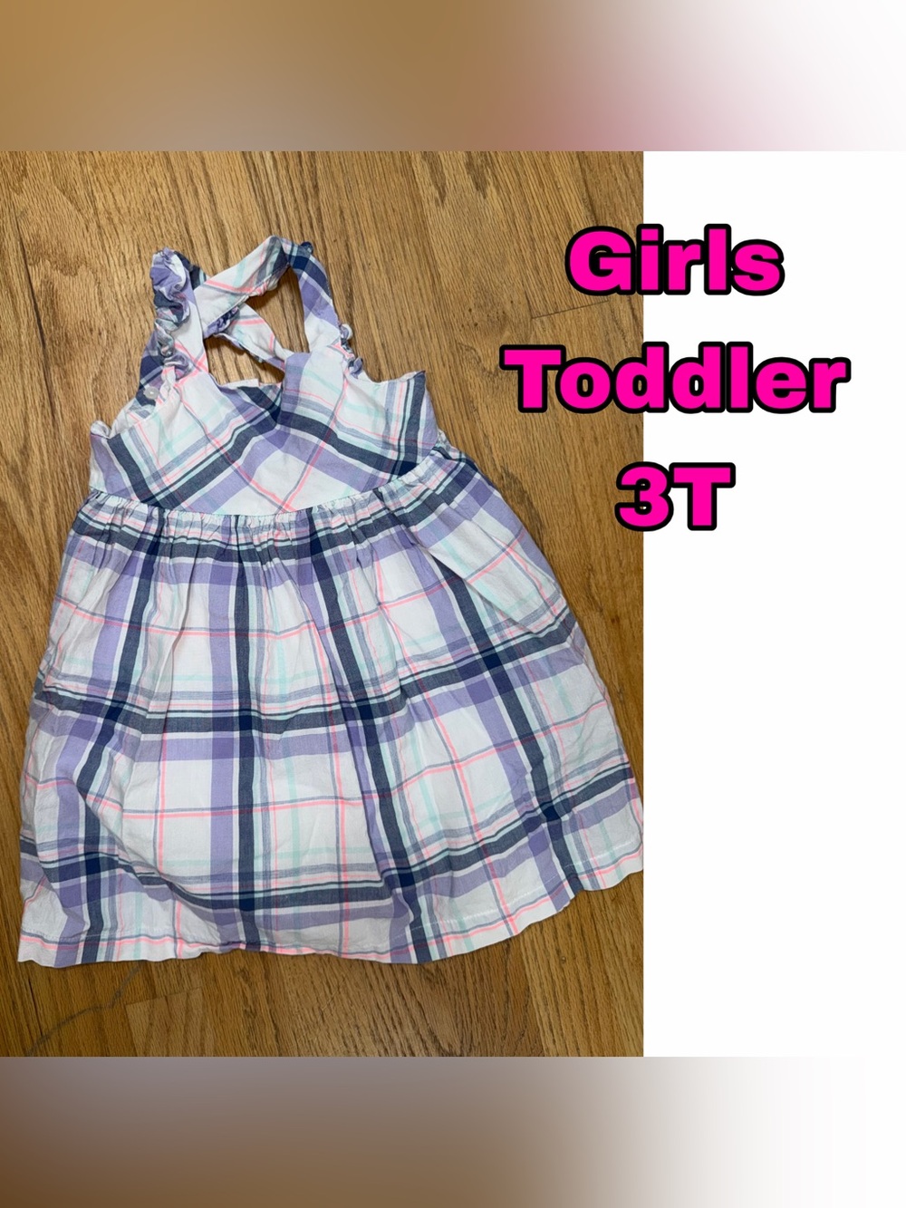 Toddler Girls Plaid Sundress - Purple and White